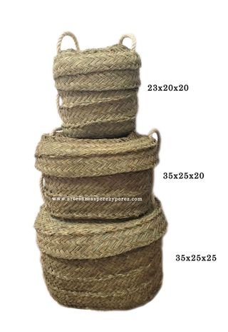 Barja/capacha de esparto natural con tapa y asa