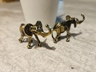 Set 2 statuette elefanti bronzo