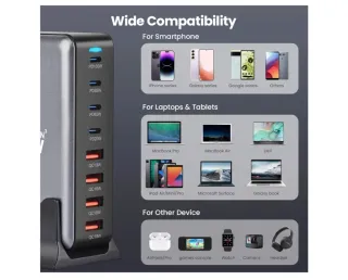 Caricatore 320W 8 Porte USB-C/USB-A