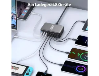 Caricatore 320W 8 Porte USB-C/USB-A