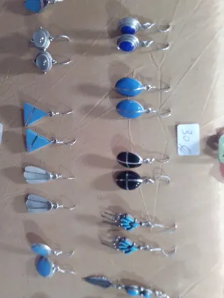 Pendientes y aros de plata con piedras semiprecios