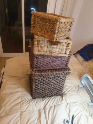 Lote 5 Cajas Mimbre y Ratán