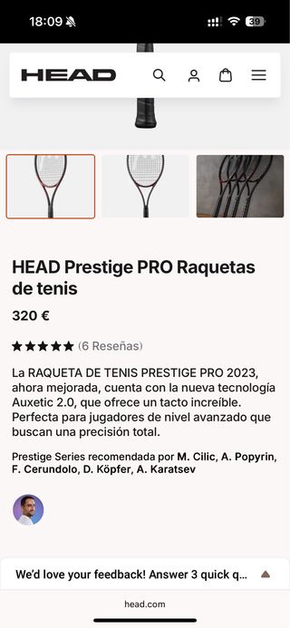Raqueta Tenis HEAD Prestige Pro 2025