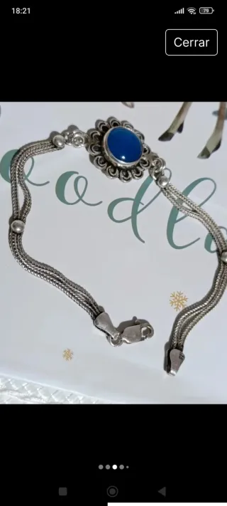 Pulsera Plata 925 y Calcedonia Azul
