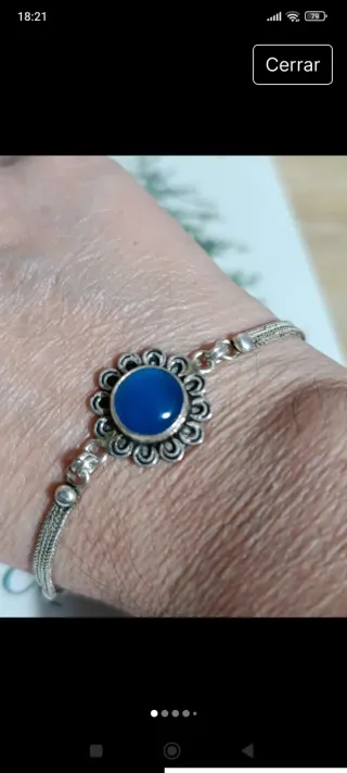 Pulsera Plata 925 y Calcedonia Azul