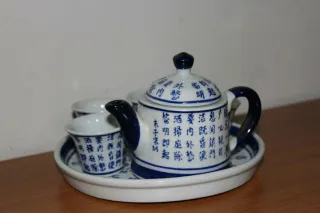 Set da sake e tè Porcellana Scritta Cinese