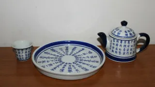 Set da sake e tè Porcellana Scritta Cinese