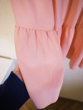 Vestido Verano Rosa Volante Talla S/34 Nuevo