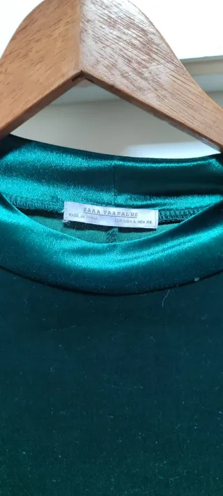 Vestido Terciopelo Verde Manga Corta