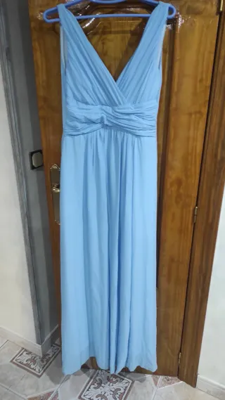 Vestido de fiesta azul y dorado