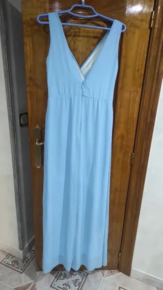 Vestido de fiesta azul y dorado