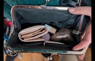 Borsa con chiusura clip fantasia chevron