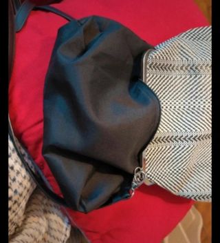 Borsa con chiusura clip fantasia chevron