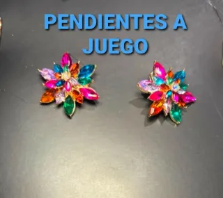 Collar y pendientes florales multicolor