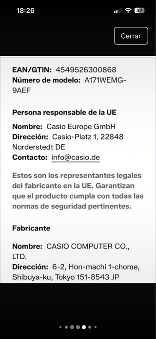 Reloj Casio Digital Dorado Malla Metálica