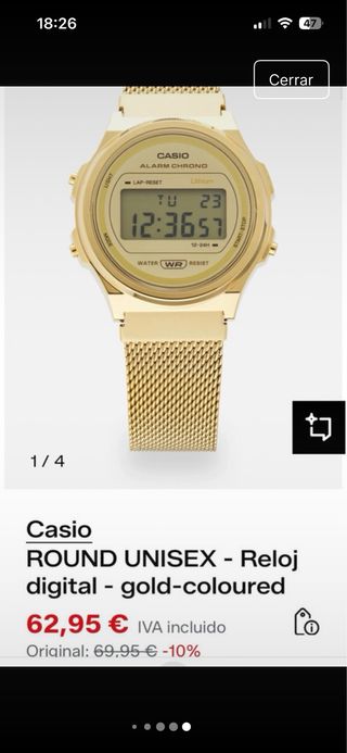 Reloj Casio Digital Dorado Malla Metálica
