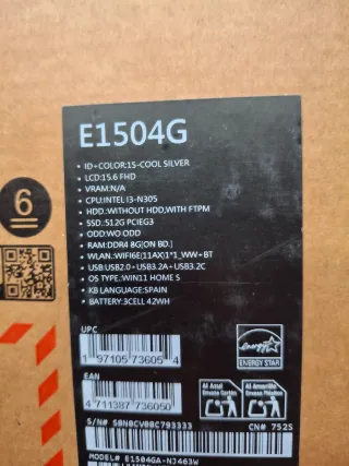 Asus Vivobook E15G i3-N305 512GB SSD