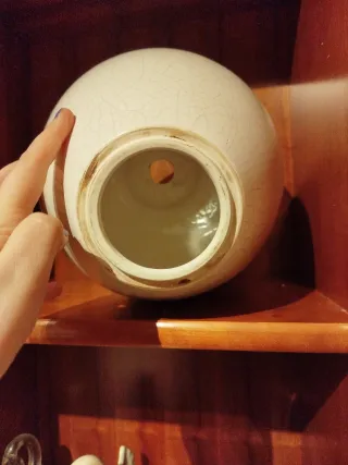 Jarrón de cerámica beige efecto agrietado