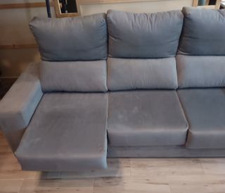 Sofá 2,2 m tela relax de 3 plazas con puf gris
