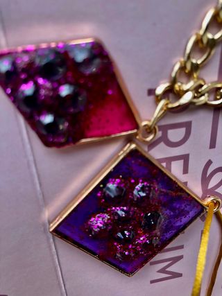 Pulsera y Colgante Mujer Oro y Morado