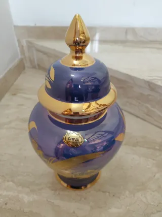 Conjunto 3 Jarrones Artesanía CHIVA Oro de Ley