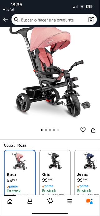 Triciclo para bebé color rosa