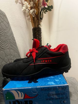Scarpe Antinfortunistiche LEWER S3 Nere/Rosse Tg 4