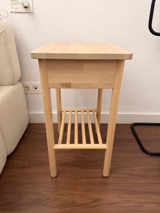 Mesita Noche Ikea BJÖRKSÄS Madera y Cuero