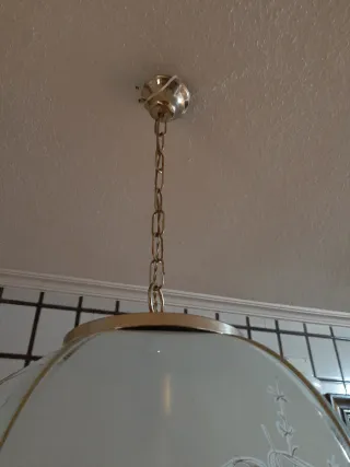 Lámpara colgante cristal blanco y dorado