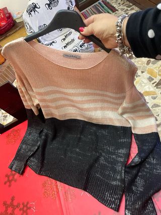 Maglia Amo&Roma righe rosa e nero taglia L/XL