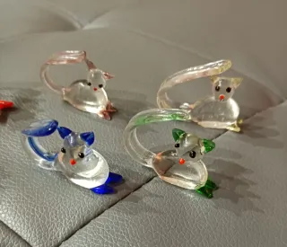 Lotto piccoli gattini in vetro di Murano