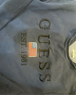 Felpa Guess blu con bandiera USA