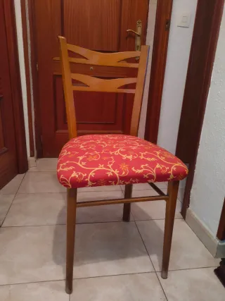 8 Sillas Tapizadas Madera