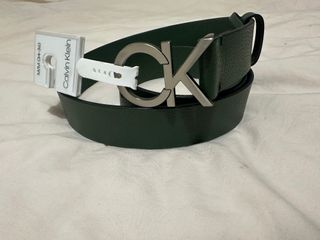 Cinturón Calvin Klein Verde Hebilla CK Plata