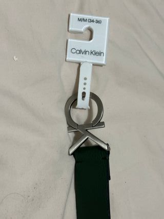 Cinturón Calvin Klein Verde Hebilla CK Plata