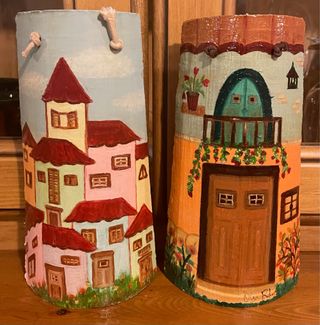 Tejas pintadas al óleo a mano