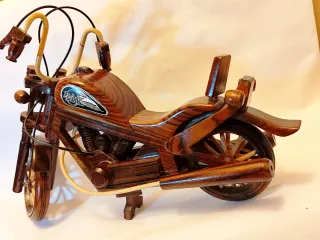 Moto Chopper Madera Artesanal Decorativa