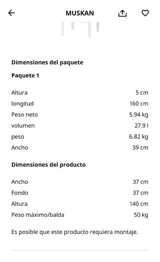 Estantería Muskan Ikea Blanca