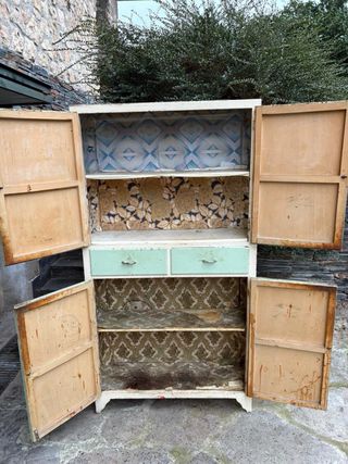 Mueble vintage cocina metal y madera