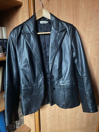 Blazer negra de piel Blanco talla S