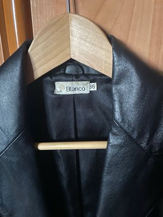Blazer negra de piel Blanco talla S