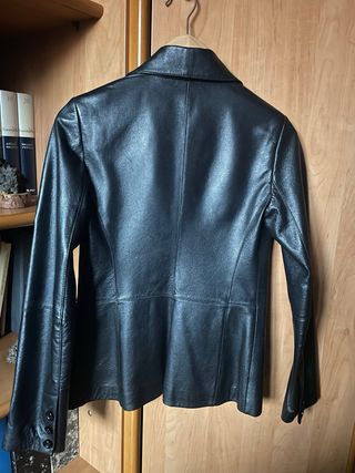 Blazer negra de piel Blanco talla S