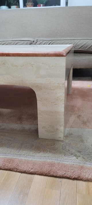 Mesa de centro de mármol beige y marrón