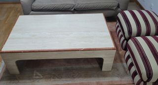 Mesa de centro de mármol beige y marrón