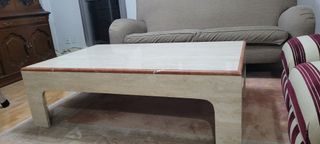 Mesa de centro de mármol beige y marrón