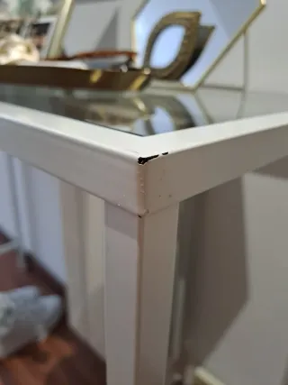 Escritorio Ikea VITTSJO cristal y metal blanco