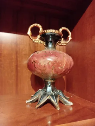 Jarrón decorativo cristal y metal