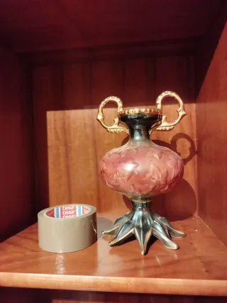 Jarrón decorativo cristal y metal