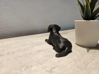 Statua cane nero geometrico