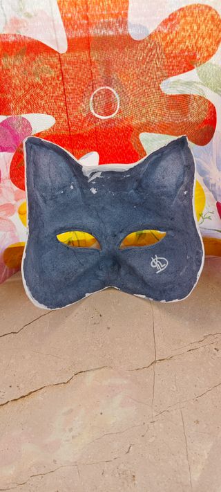 Maschera Gatto Veneziana Cartapesta Bianca